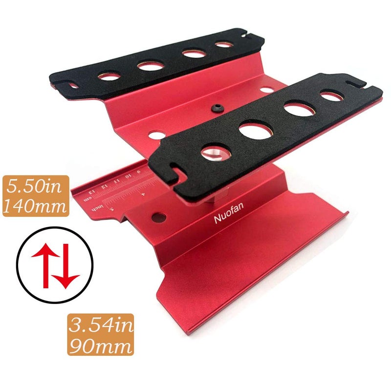 Nuofan RC Car Work Stand Aluminum Repair Workstation 360 Degree Rotation Lift Lower w/Screw Tray for 1/10 1/12 1/16 Scale Traxxas TRX4 Axial Arrma Redcat Losi RC Crawler Monster Truck Buggy (Red) - Image 3